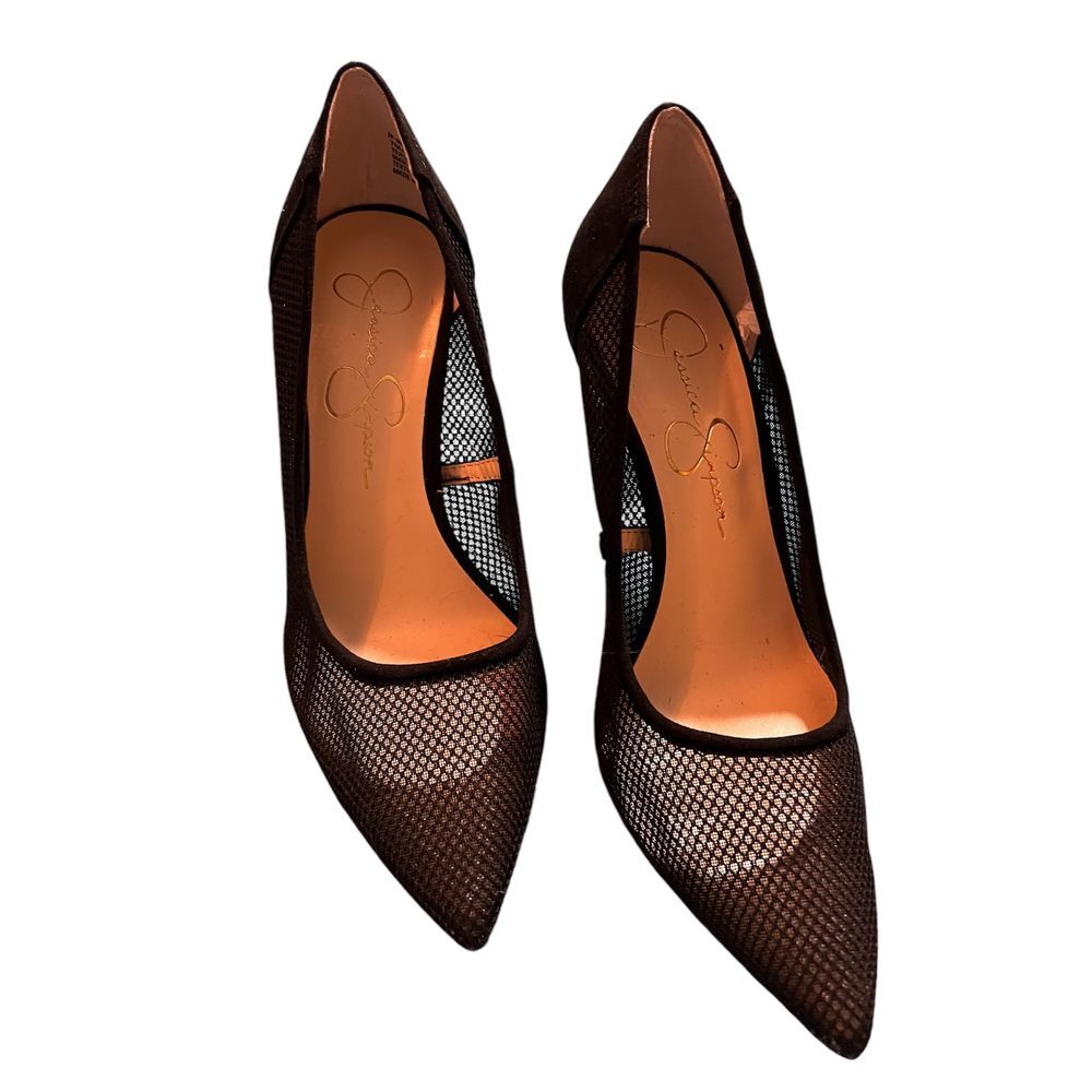 Jessica Simpson‎ pointed heels black mesh